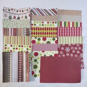 Scrapbooking Paper Holiday Back to Back Print Mixed Lot Stripes Houndstooth